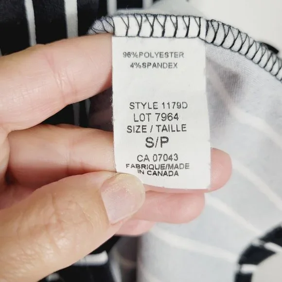 Poison Ivy Sleeveless Sheath Dress Bodycon Black White Striped Scoop Neck S - Picture 4 of 8